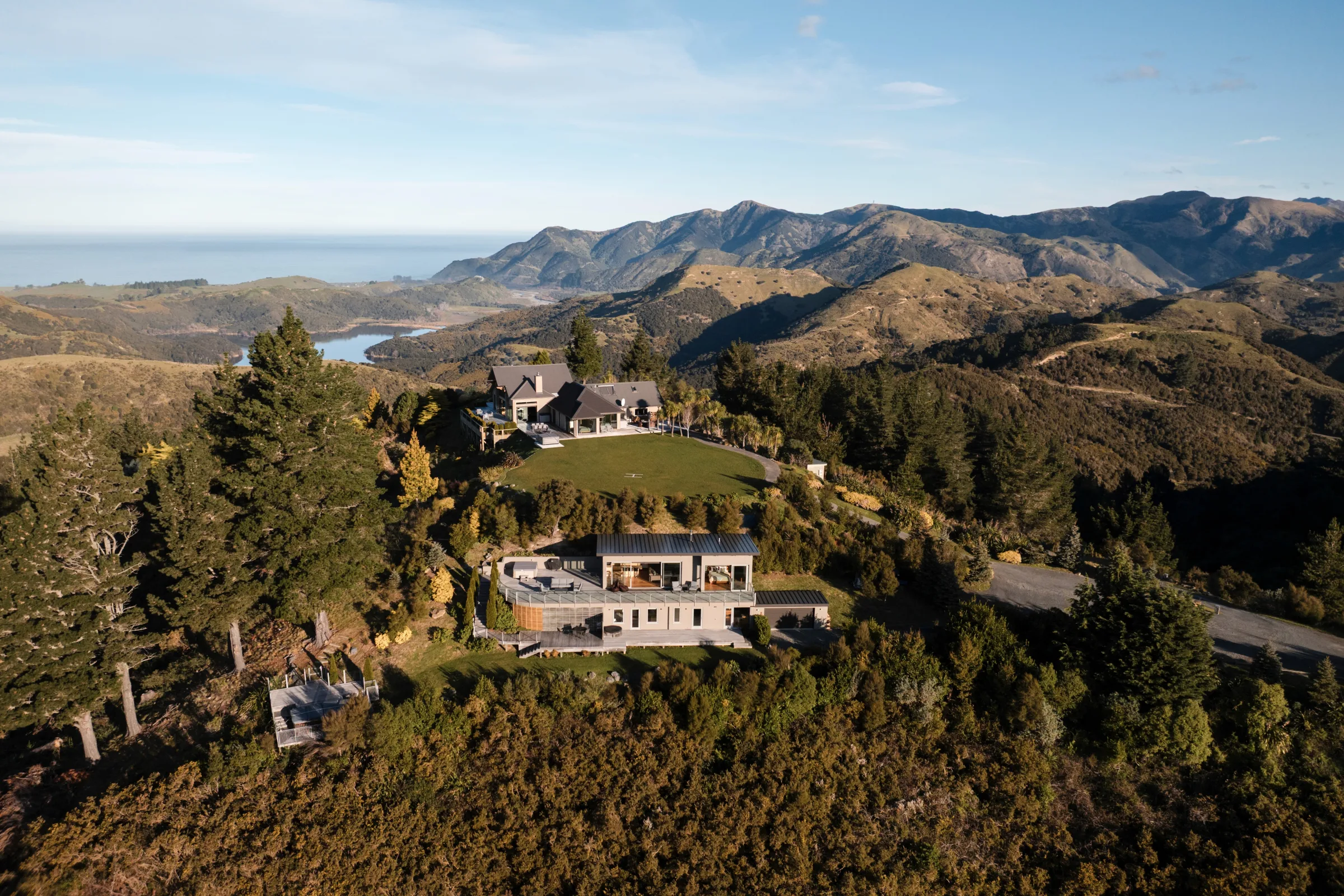 Ata Rangi Lodge grounds from above